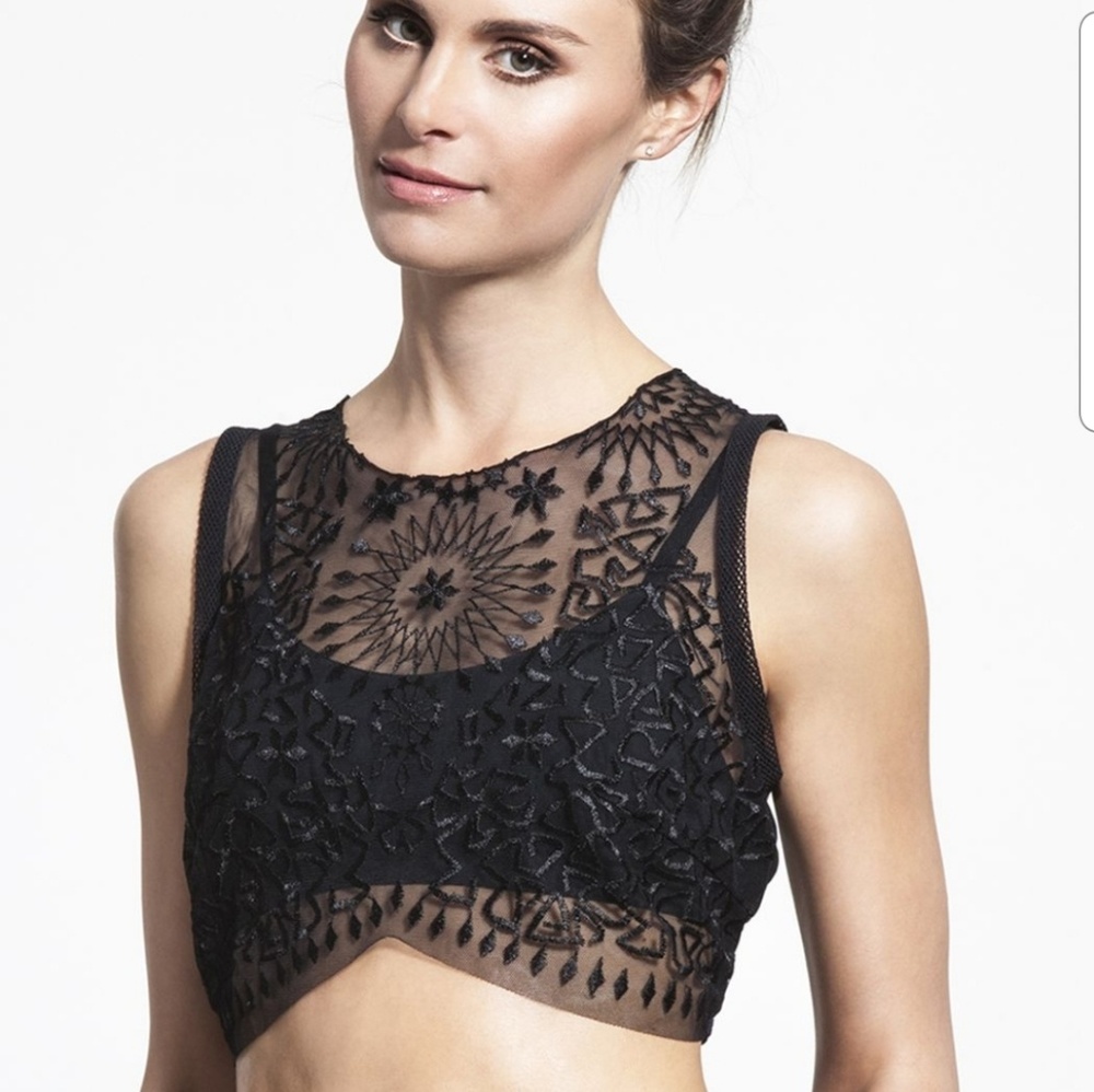 NWT Free People black crop top with built in bra